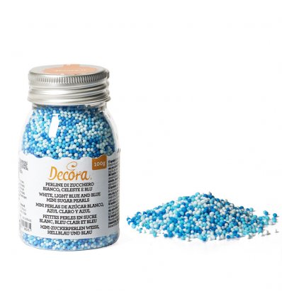 Perline di Zucchero Bianco Celeste Blu gr 100