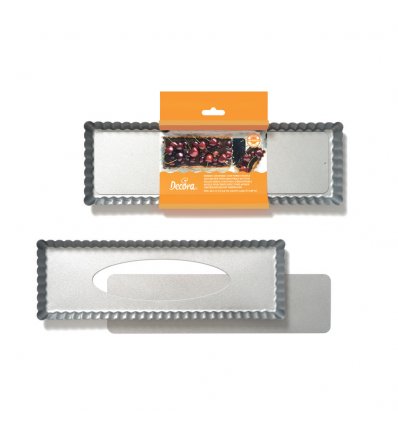 Stampi crostata rettangolare con fondo amovibile 35x11xh2.5