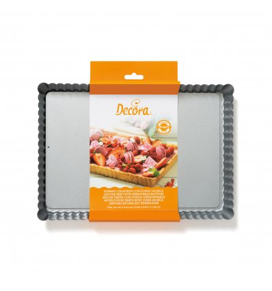 Stampi crostata rettangolare con fondo amovibile 32x22xh3.5 cm